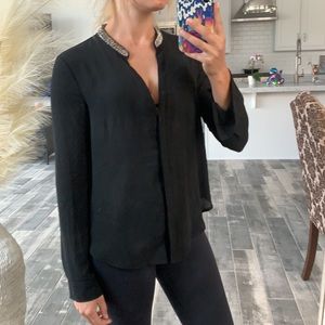 ASTR beaded black button up XS